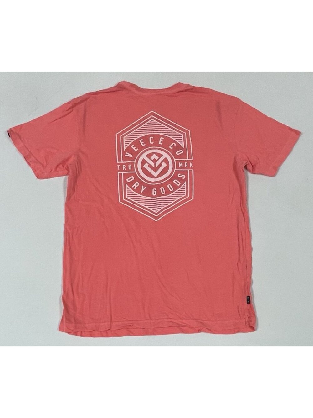Veece Coral Graphic Tee Pigment Dye Vintage Wash Men's Short Sleeve Size Large